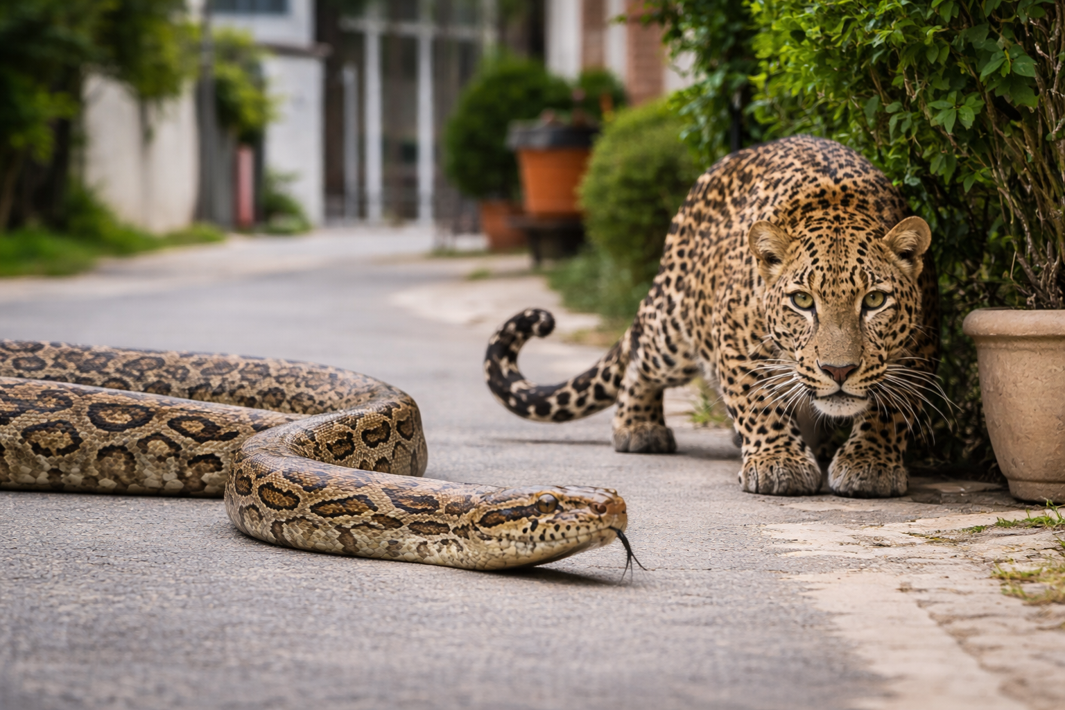 Python Raksasa & Leopard di Panchkula
